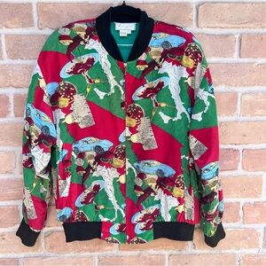 Vintage Spenser Jeremy Y2K 90s  Silk Italy Themed Bomber  Streetwear Rome Lambo